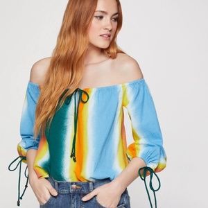 NWT BCBGeneration Faded Tie-Dye Stripe Blouse